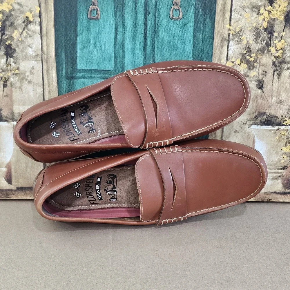 Florsheim Throttle Penny Loafer Cognac Brown Men  Size 9 M  11845 225